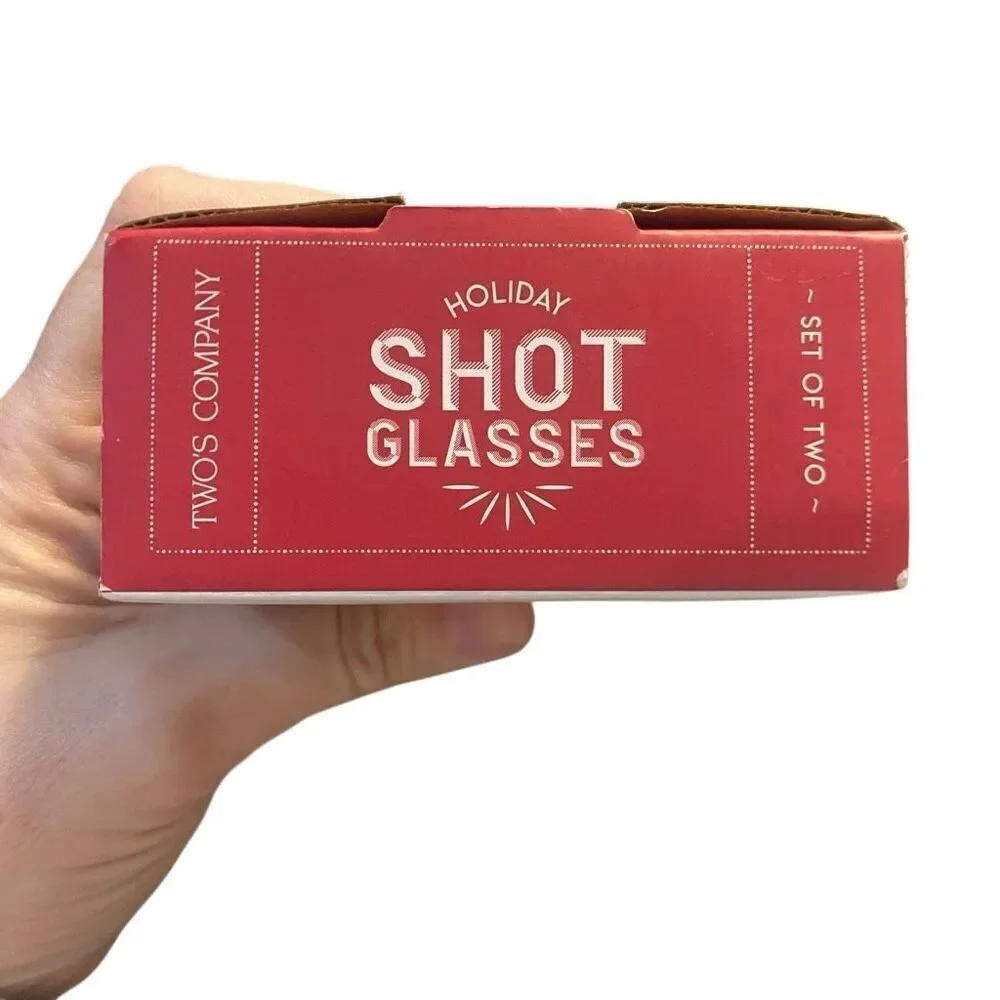NWT Two’s Company Holiday Shot Glasses set of two I’m the naughty one I’m the ni